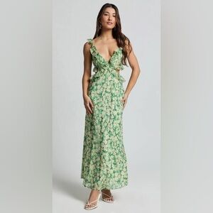 Hello Molly cut out ruffle trim maxi dress nwot